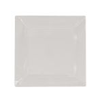 White square dinner plate with wide raised rim and angled corners, large square plate on a white background
