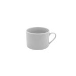 White coffee cup with handle, shown on a white background