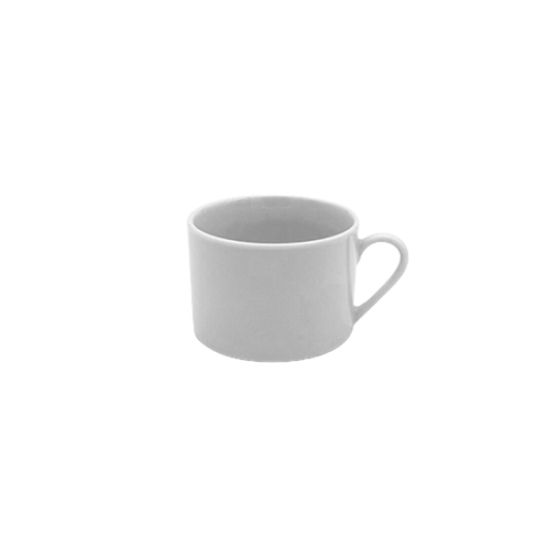 White coffee cup with handle, shown on a white background
