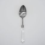 Acrylic dinner spoon with clear handle and silver head, set of 10