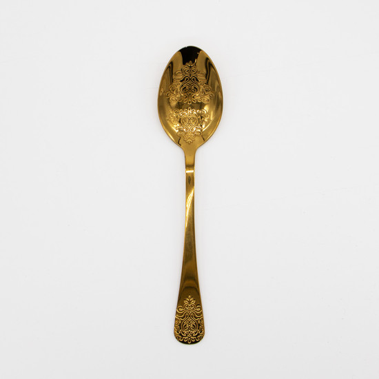 Gold Casa Blanca dinner spoon with ornate patterned handle