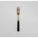Acrylic dinner fork with black handle and matte gold head, set of 10