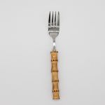 Bamboo-handle salad fork with stainless steel head