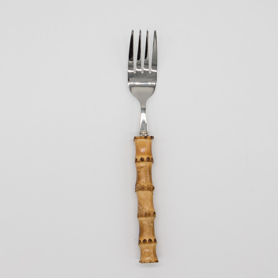 Bamboo-handle salad fork with stainless steel head