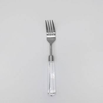 Acrylic Clear Handle Salad Fork Silver Set 10