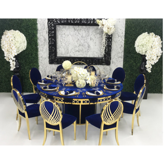 Velvet Dining Table Round Solid Gold, Royal Blue Dining Table And Chairs