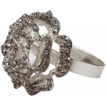 Napkin Ring Silver Rose Diamond