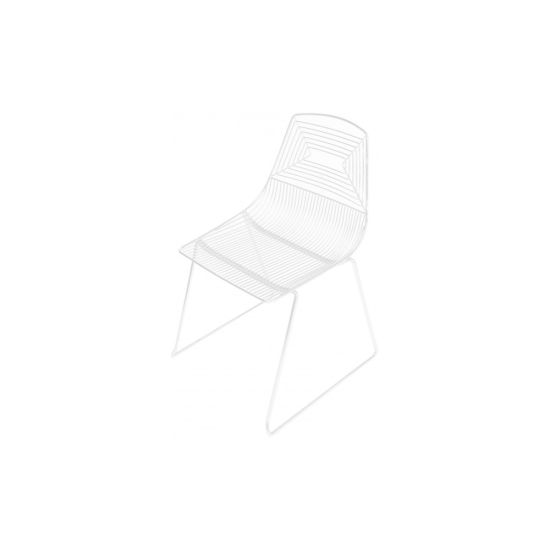 White wire metal chair with open-mesh seat and backrest, slim white-powder-coated frame for sleek modern event seating