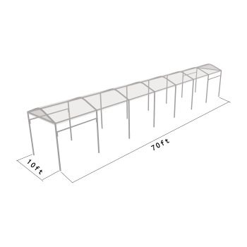 Curve Structure 10'X70' Silver Frame clear top