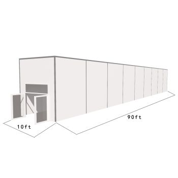 Square Structure 10'X90' Silver Frame White Top