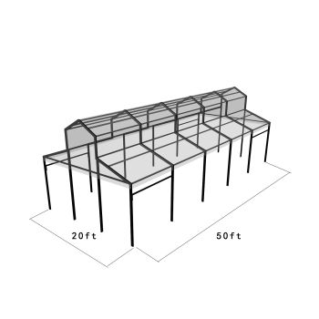 Cathedral Structure 20'x50' Black Frame Clear Top - Garden Tent