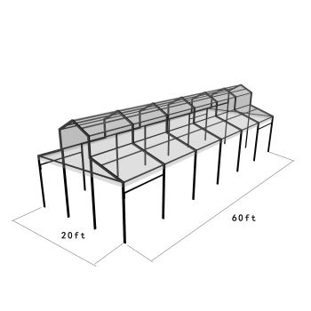 Cathedral Structure 20'x60' Black Frame Clear Top - Garden Tent