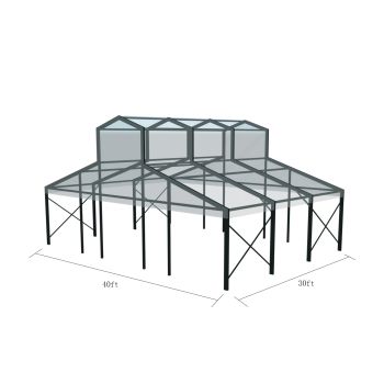 Cathedral Structure 40'x30' Black Frame Clear Top - Garden Tent