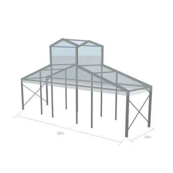 Cathedral Structure 40'x10' Silver Frame Clear Top - Garden Tent
