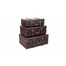 Vintage Leather Suitcase (Set of 3)