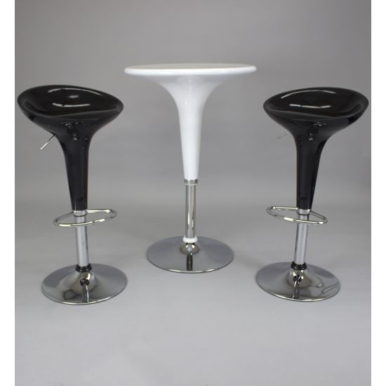 Adjustable-height Yellow scoop-top contemporary cocktail table with minimalist base, perfect for modern event lounge décor