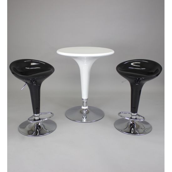 Adjustable-height Yellow scoop-top contemporary cocktail table with minimalist base, perfect for modern event lounge décor
