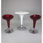 Adjustable-height Yellow scoop-top contemporary cocktail table with minimalist base, perfect for modern event lounge décor