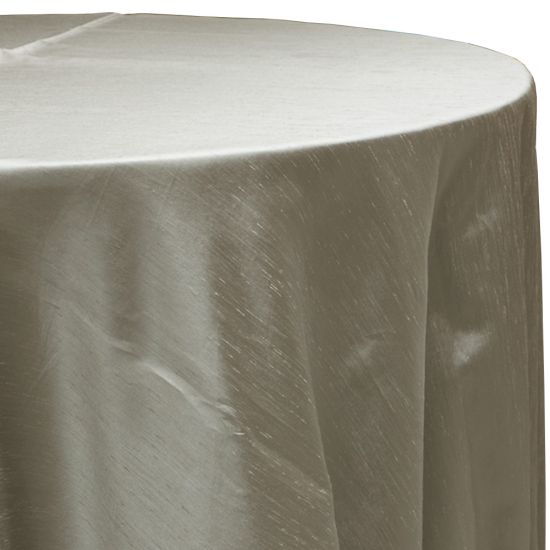 Champagne beige Capri event tablecloth linen with smooth neutral finish for weddings, parties, and celebration tabletops.
