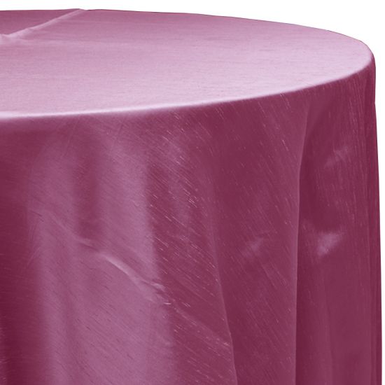Rose bloom pink Capri event tablecloth linen with smooth vibrant finish for weddings, parties, and celebration tabletops.