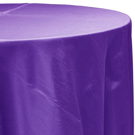 Violet purple Capri event tablecloth linen with smooth vibrant finish for weddings, parties, and celebration tabletops.