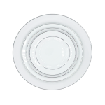 White coffee cup with silver rim detail and handle, shown on a white background