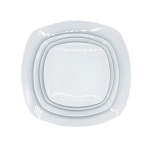 White squircle dessert plate with rounded corners and smooth surface, small plate on a white background