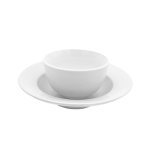 White espresso cup with small handle, shown on a white background