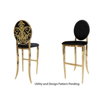 decoDior Barstool Gold Cushion Black
