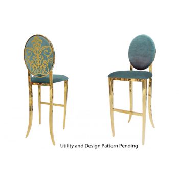 decoDior Barstool Gold Cushion Tiffany Blue