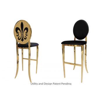 Fleur-de-lis Barstool Gold Chusion Black