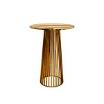 silver mirrored Reflection Bohemian high-boy cocktail table with round top and fluted conical pedestal base for event rental