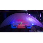 White inflatable event arch with smooth curved design, modern decorative structure ideal for entrances, photo backdrops, and special event styling
