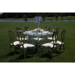 60x60" square Mirror Dior dining table with reflective mirrored top and elegant base, ideal for luxury event dining and reception décor.