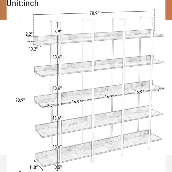 White metal frame bar-back shelving unit with natural wood shelves Edwines Bar Back Natural White for luxury event bar displays