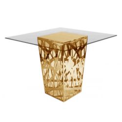 Reflection Highboy Table Web Gold 72"x72" Square Glass Top