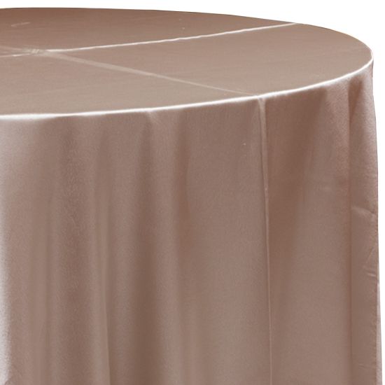 ginger orange satin round event tablecloth linen with lustrous smooth fabric for weddings, parties, banquets and special occasion décor rentals