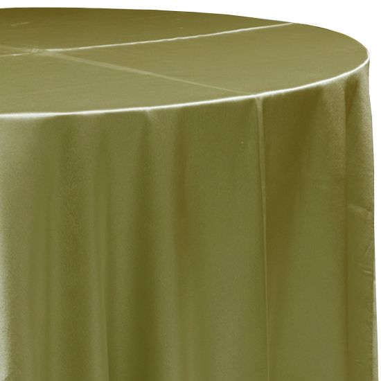 lime green satin round event tablecloth linen with lustrous smooth fabric for weddings, parties, banquets and special occasion décor rentals