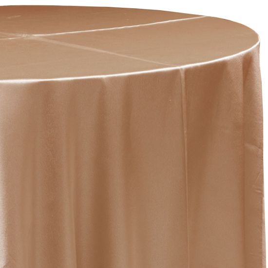 melon satin round event tablecloth linen with lustrous smooth fabric for weddings, parties, banquets and special occasion décor rentals