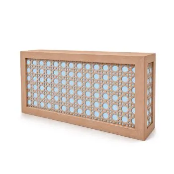 Natural Wood Jumbo Woven Cane Bar - Dusty Blue