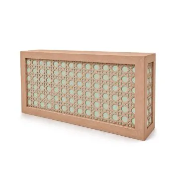 Natural Wood Jumbo Woven Cane Bar - Sage Green