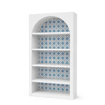 White Jumbo Woven Cane Bar Back - Dusty Blue