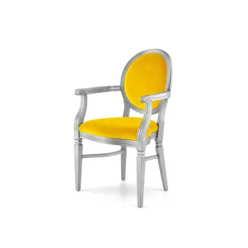 Chandelle Armchair Silver - Cushion Yellow