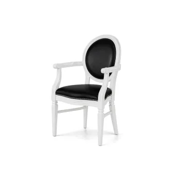 Chandelle Armchair White - Cushion Black (Leather)