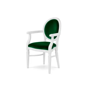 Chandelle Armchair White - Cushion Emerald Green (Velvet)