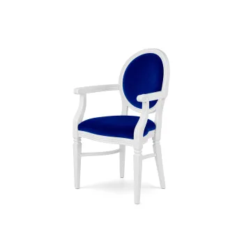 Chandelle Armchair White - Cushion Royal Blue